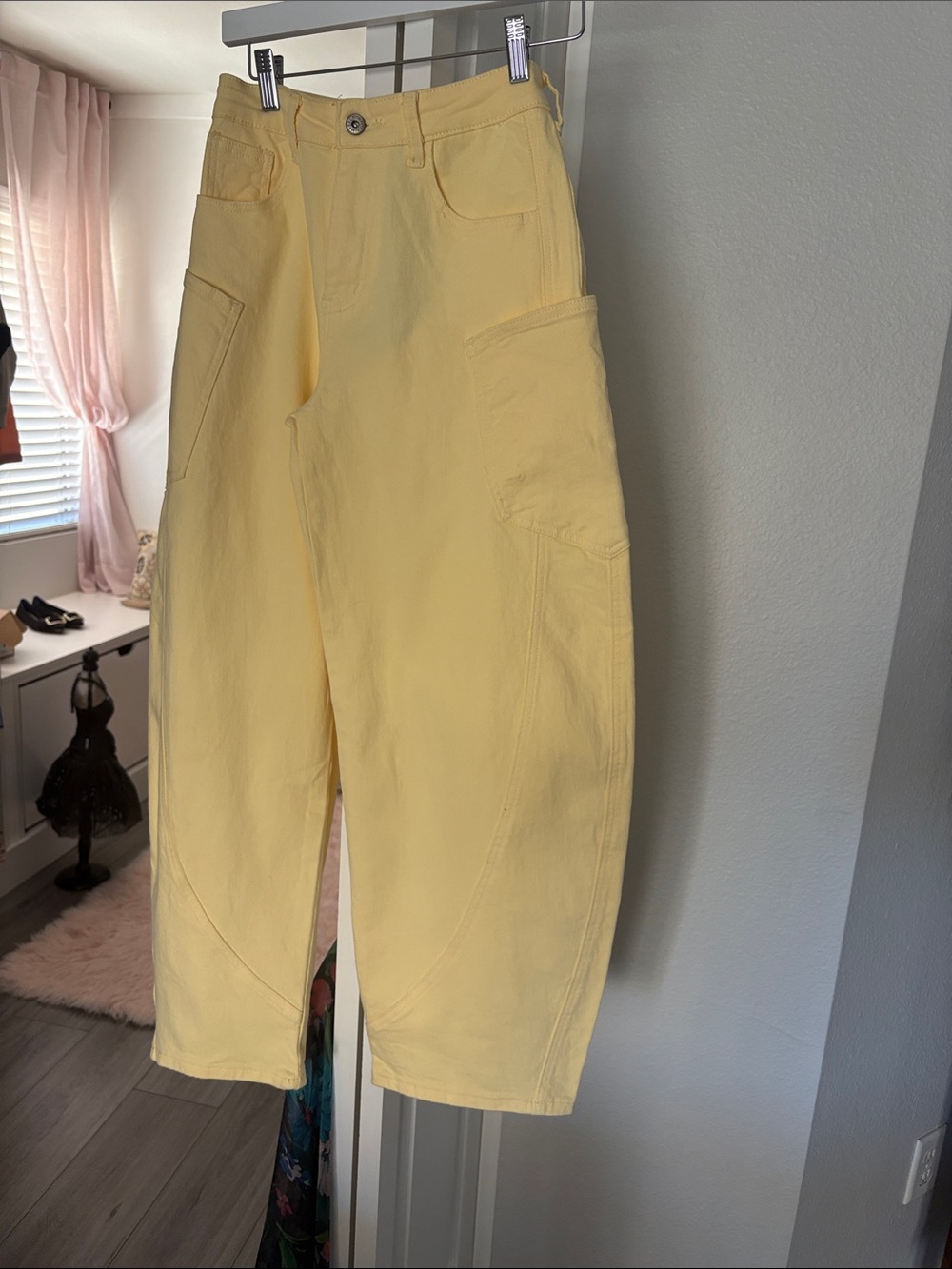 Women's Yellow Cargo Pants - Casual Utility Style